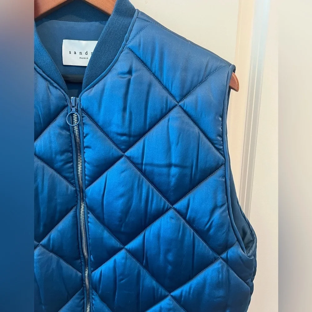 Sandro Blue Oversized Quilted Puffy Vest